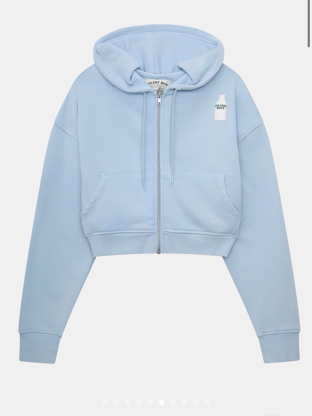 Cropped Light Blue Zip-Up Hoodie Jacket